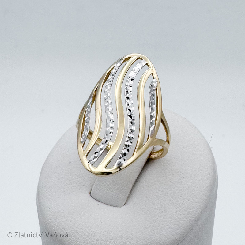 Žluté zlato oválný prsten